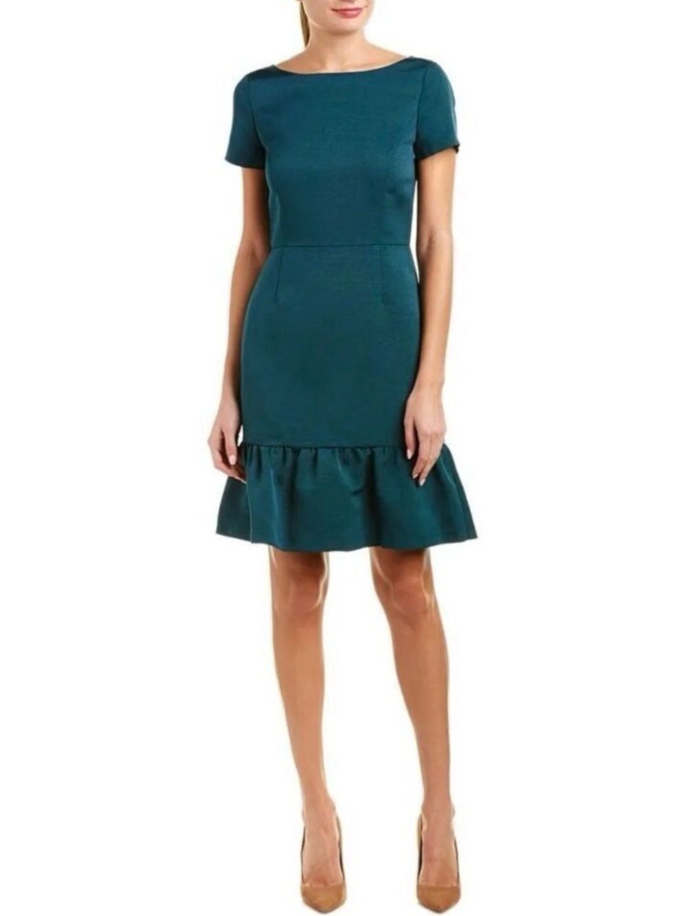 Brooks Brothers Teal Ruffle Hem Dress